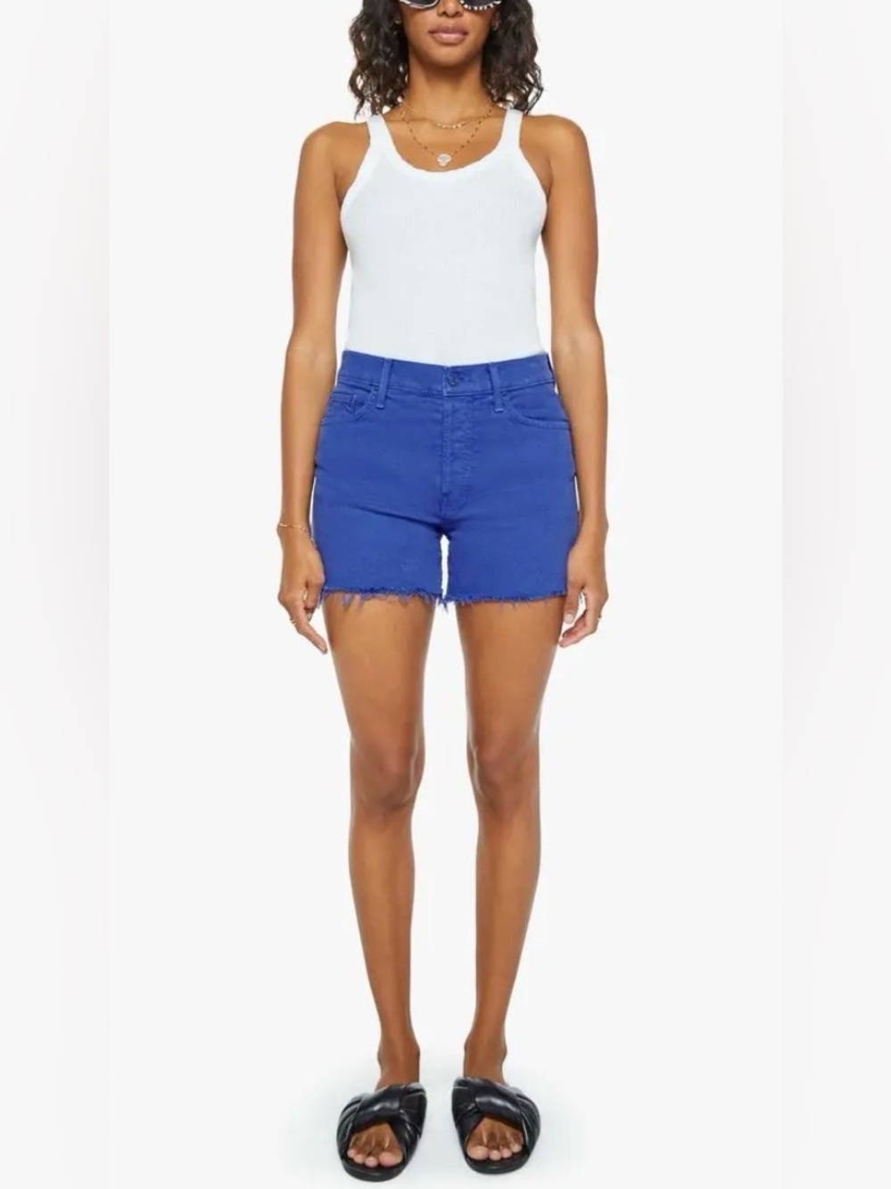 Mother Denim The Skipper Short N’ Long Fray 33 Cats And Dogs Victoria Blue $198